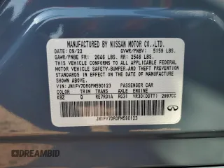 2023 Infiniti Q50 Red Sport 400 z VIN JN1FV7DR0PM590123, wystawiony jako Copart lot #62036915 z przebiegiem 42 739 mil mil oraz Szkoda całkowita • Salvage title. Historia ofert i sprzedaży dostępna na DreamBid. Obrazek 12.