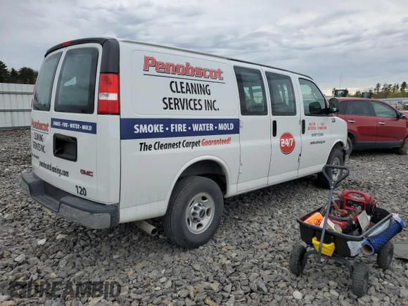2019 GMC Savana Cargo Van with VIN 1GTW7AFPXK1319936, listed as a Copart auction lot 53840914 with 54,065 mi miles and Salvage Title. Bid and sale history available at carsss.com. Image 3.