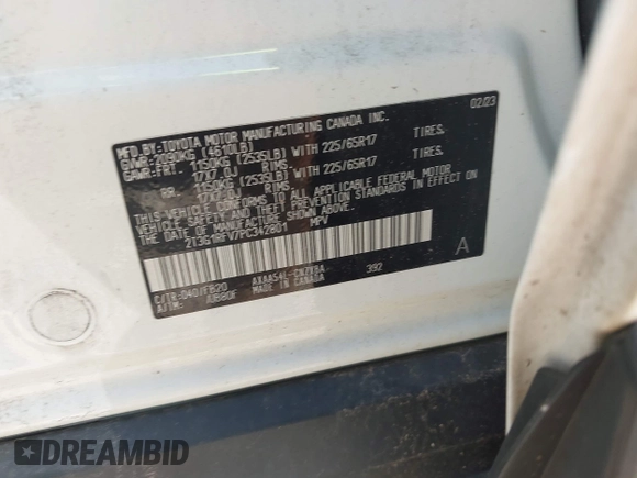 2023 Toyota RAV4 LE z VIN 2T3G1RFV7PC342801, wystawiony jako IAAI lot #42727222 z przebiegiem 103 197 mil mil oraz . Historia ofert i sprzedaży dostępna na DreamBid. Obrazek 9.