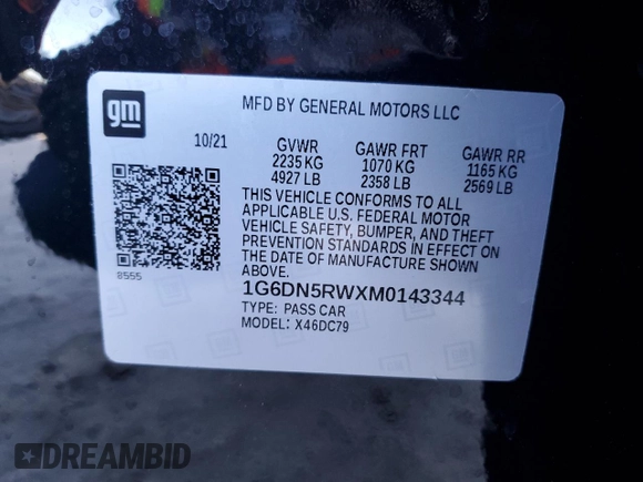 2021 Cadillac CT5 Premium Luxury z VIN 1G6DN5RWXM0143344, wystawiony jako Copart lot #41853014 z przebiegiem 7 421 mil mil oraz Szkoda całkowita • Salvage title. Historia ofert i sprzedaży dostępna na DreamBid. Obrazek 14.