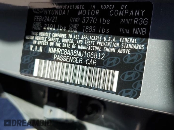 2021 Hyundai Venue SEL with VIN KMHRC8A38MU106812, listed as a Copart auction lot 47379205 with 71,825 mi miles and Salvage Title. Bid and sale history available at carsss.com. Image 13.