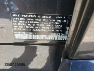 2019 Volkswagen Arteon SEL R-Line with VIN WVWSR7AN2KE028311, listed as a Copart auction lot 75924464 with 23,171 mi miles and Salvage title. Bid and sale history available at DreamBid. Image 14.