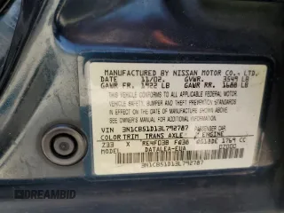 2003 Nissan Sentra XE with VIN 3N1CB51D13L792787, listed as a Copart auction lot 52448385 with 187,810 mi miles and Salvage Title. Bid and sale history available at DreamBid. Image 14.