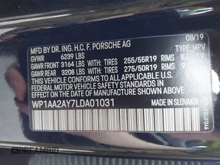2020 Porsche Cayenne with VIN WP1AA2AY7LDA01031, listed as a IAAI auction lot 42258014 with 72,332 mi miles and . Bid and sale history available at DreamBid. Image 9.