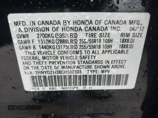2012 Acura MDX Tech Pkg with VIN 2HNYD2H38CH532303, listed as a IAAI auction lot 41800831 with 174,086 mi miles. Bid and sale history available at carsss.com. Image 9.