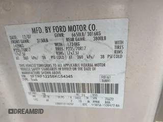 2008 Ford F-150 XL with VIN 1FTRF12258KC54345, listed as a IAAI auction lot 41011640 with 167,840 mi miles. Bid and sale history available at carsss.com. Image 9.