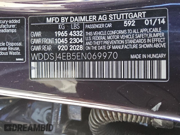 2014 Mercedes-Benz CLA 250 with VIN WDDSJ4EB5EN069970, listed as a Copart auction lot 61029245 with 124,564 mi miles and Clean title. Bid and sale history available at DreamBid. Image 12.