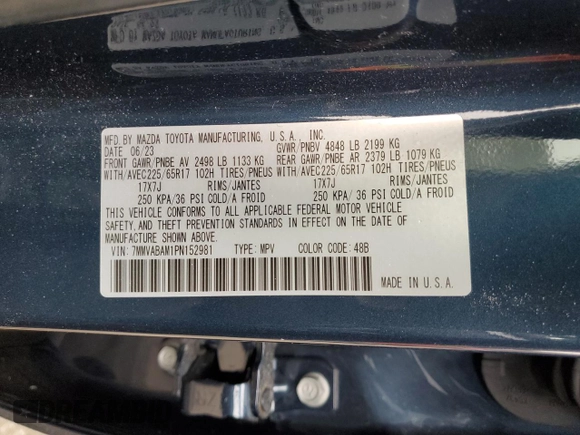 2023 Mazda CX-50 S Select with VIN 7MMVABAM1PN152981, listed as a Copart auction lot 46696195 with 30,857 mi miles and Salvage Title. Bid and sale history available at DreamBid. Image 14.