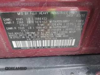 2011 Subaru Outback Limited Power Moon с VIN 4S4BRCKC1B3392958, выставлен на аукционе IAAI как лот 41640934 с пробегом 237 564 миль миль и . История ставок и продаж доступна на DreamBid. Изображение 9.