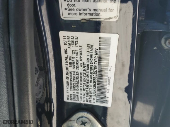 2011 Honda CR-V LX with VIN 5J6RE3H36BL035789, listed as a Copart auction lot 50755715 with 155,341 mi miles and Salvage Title. Bid and sale history available at carsss.com. Image 15.