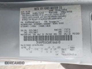 2010 Ford Fusion SEL with VIN 3FAHP0JA3AR166610, listed as a IAAI auction lot 41583485 with 228,011 mi miles. Bid and sale history available at carsss.com. Image 9.