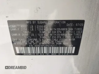 2024 Subaru Outback Touring с VIN 4S4BTAPC4R3142011, выставлен на аукционе IAAI как лот 42595920 с пробегом 23 873 миль миль и . История ставок и продаж доступна на DreamBid. Изображение 9.