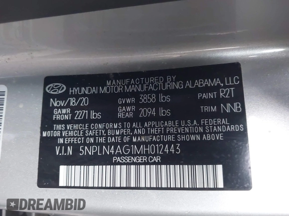 2021 Hyundai Elantra SEL z VIN 5NPLN4AG1MH012443, wystawiony jako IAAI lot #41209499 z przebiegiem 57 829 mil mil oraz . Historia ofert i sprzedaży dostępna na DreamBid. Obrazek 9.