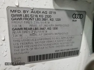 2019 Audi Q3 Premium with VIN WA1AECF38K1084682, listed as a Copart auction lot 86361474 with 48,416 mi miles and Salvage Title. Bid and sale history available at carsss.com. Image 13.