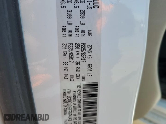 2015 Chrysler Town & Country Touring L with VIN 2C4RC1CG9FR674143, listed as a Copart auction lot 53253525 with 190,348 mi miles and Clean Title. Bid and sale history available at DreamBid. Image 13.