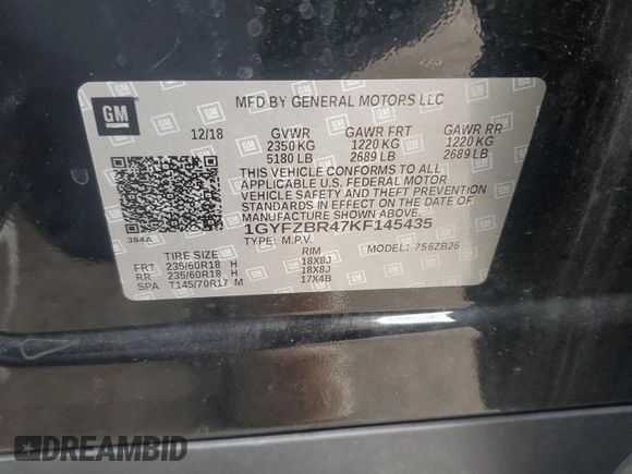 2019 Cadillac XT4 AWD Luxury with VIN 1GYFZBR47KF145435, listed as a Copart auction lot 78131744 with 36,825 mi miles and Salvage Title. Bid and sale history available at carsss.com. Image 13.