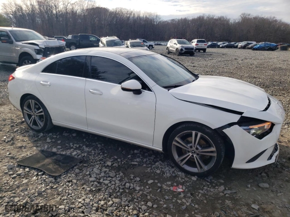 2021 Mercedes-Benz CLA with VIN W1K5J4GBXMN195766, listed as a Copart auction lot 83587034 with 86,832 mi miles and Salvage Title. Bid and sale history available at carsss.com. Image 4.