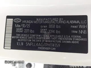 2023 Hyundai Elantra SE with VIN 5NPLL4AG7PH114159, listed as a IAAI auction lot 41467456 with 24,034 mi miles and . Bid and sale history available at DreamBid. Image 9.
