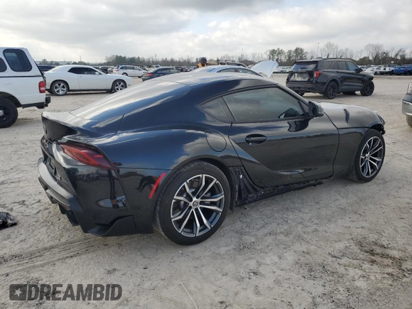 2021 Toyota Supra 2.0 with VIN WZ1DB2C02MW045335, listed as a Copart auction lot 44009215 with 37,882 mi miles and Salvage title. Bid and sale history available at DreamBid. Image 3.