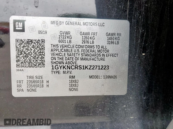 2019 Cadillac XT5 Luxury FWD with VIN 1GYKNCRS1KZ271223, listed as a Copart auction lot 50874195 with 29,843 mi miles and Salvage Title. Bid and sale history available at DreamBid. Image 13.