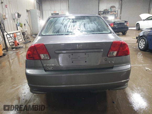 2005 Honda Civic LX with VIN 2HGES16585H511369, listed as a Copart auction lot 50573995 with 134,894 mi miles and Salvage Title. Bid and sale history available at DreamBid. Image 6.