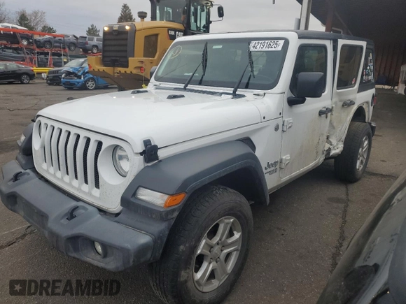 2019 Jeep Wrangler Unlimited Sport with VIN 1C4HJXDG0KW506153, listed as a Copart auction lot 42191625 with 81,954 mi miles and Salvage title. Bid and sale history available at DreamBid. Image 1.