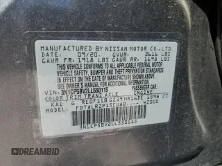 2020 Nissan Kicks S with VIN 3N1CP5BV2LL550115, listed as a Copart auction lot 52323445 with 38,984 mi miles and Salvage Title. Bid and sale history available at carsss.com. Image 12.