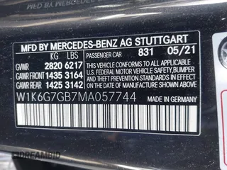 2021 Mercedes-Benz S 580 with VIN W1K6G7GB7MA057744, listed as a IAAI auction lot 41489408 with Not Provided miles and . Bid and sale history available at DreamBid. Image 9.