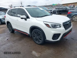 2021 Subaru Forester Sport with VIN JF2SKARC5MH525019, listed as a IAAI auction lot 41722606 with 40,812 mi miles. Bid and sale history available at carsss.com. Image 1.