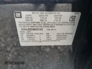 2011 Chevrolet Equinox LT w/1LT with VIN 2CNALDEC9B6257427, listed as a Copart auction lot 54623305 with 192,842 mi miles and Salvage Title. Bid and sale history available at carsss.com. Image 13.