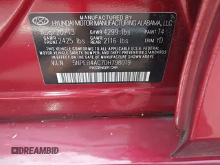 2013 Hyundai Sonata GLS z VIN 5NPEB4AC7DH798019, wystawiony jako IAAI lot #42456870 z przebiegiem 88 583 mil mil oraz . Historia ofert i sprzedaży dostępna na DreamBid. Obrazek 9.