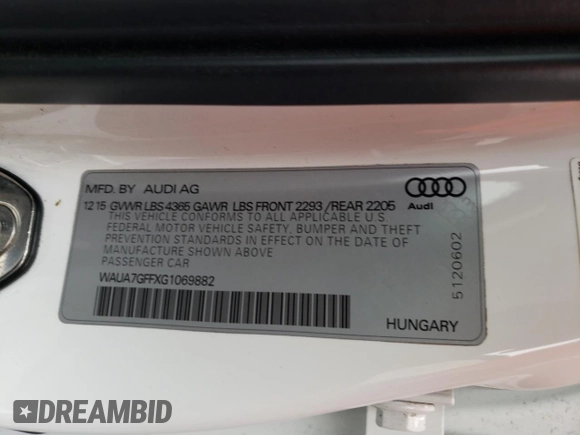 2016 Audi A3 1.8T Premium with VIN WAUA7GFFXG1069882, listed as a Copart auction lot 48424763 with 65,416 mi miles. Bid and sale history available at carsss.com. Image 12.