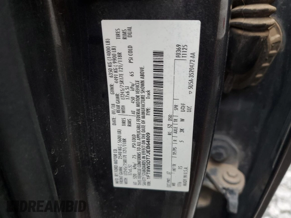 2018 Ford F-350 XL с VIN 1FT8W3DT7JEB64809, выставлен на аукционе Copart как лот 41604065 с пробегом 253 019 миль миль и Списание • Salvage title. История ставок и продаж доступна на DreamBid. Изображение 12.