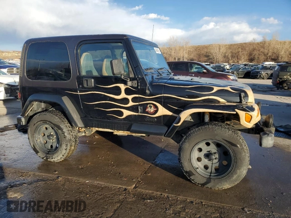 2002 Jeep Wrangler Sahara with VIN 1J4FA59S82P740585, listed as a Copart auction lot 46266265 with 145,129 mi miles and Salvage Title. Bid and sale history available at carsss.com. Image 4.