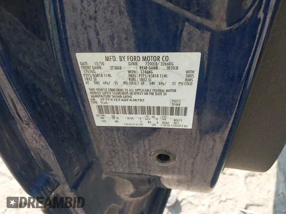2011 Ford F-150 XL с VIN 1FTFX1EF4BFA36783, выставлен на аукционе IAAI как лот 42419503 с пробегом 200 846 миль миль и . История ставок и продаж доступна на DreamBid. Изображение 9.