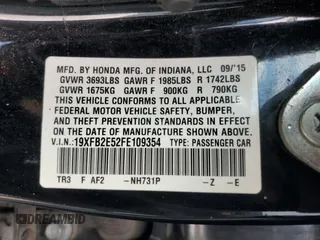 2015 Honda Civic Sedan LX with VIN 19XFB2E52FE109354, listed as a Copart auction lot 49101105 with 279,321 mi miles and Clean Title. Bid and sale history available at carsss.com. Image 12.