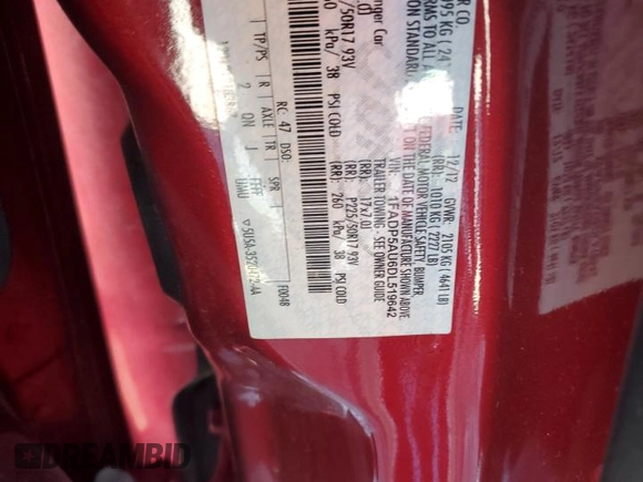 2013 Ford C-Max SE с VIN 1FADP5AU6DL519642, выставлен на аукционе Copart как лот 54793765 с пробегом 127 418 миль миль и Списание • Salvage title. История ставок и продаж доступна на DreamBid. Изображение 13.
