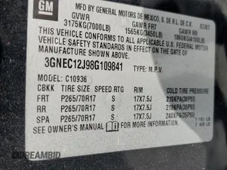 2008 Chevrolet Avalanche LT w/1LT with VIN 3GNEC12J98G109841, listed as a Copart auction lot 74087004 with 167,501 mi miles and Salvage Title. Bid and sale history available at carsss.com. Image 12.