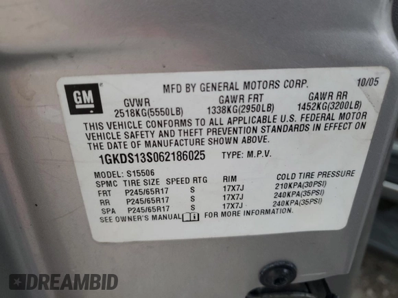 2006 GMC Envoy SLT with VIN 1GKDS13S062186025, listed as a Copart auction lot 79041904 with 220,053 mi miles and Salvage Title. Bid and sale history available at carsss.com. Image 12.