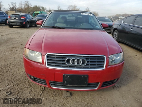 2005 Audi A4 1.8T with VIN WAUAC48H45K006082, listed as a Copart auction lot 81305624 with 105,693 mi miles and Salvage Title. Bid and sale history available at carsss.com. Image 5.