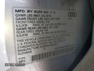 2019 Audi Q7 Premium with VIN WA1AAAF78KD020109, listed as a Copart auction lot 44381715 with 68,361 mi miles and Salvage title. Bid and sale history available at DreamBid. Image 13.