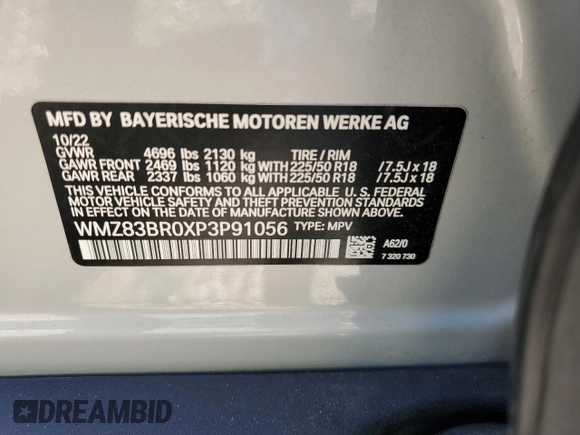 2023 MINI Countryman Cooper S with VIN WMZ83BR0XP3P91056, listed as a Copart auction lot 54699605 with 22,049 mi miles and Salvage title. Bid and sale history available at DreamBid. Image 12.