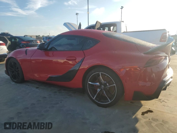 2021 Toyota GR Supra 3.0 with VIN WZ1DB0C02MW043752, listed as a Copart auction lot 73785324 with 53,345 mi miles and Salvage Title. Bid and sale history available at carsss.com. Image 2.