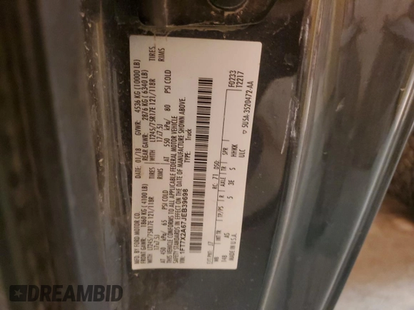 2018 Ford F-250 XL with VIN 1FT7X2A67JEB39698, listed as a Copart auction lot 44161425 with 245,655 mi miles and Salvage title. Bid and sale history available at DreamBid. Image 13.