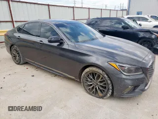2018 Genesis G80 Sport with VIN KMHGN4JB0JU255874, listed as a Copart auction lot 54160365 with 97,440 mi miles and Salvage title. Bid and sale history available at DreamBid. Image 4.