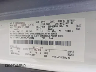 2021 Ford Transit Cargo with VIN 1FTBR1C85MKA12810, listed as a IAAI auction lot 41610132 with 105,724 mi miles and . Bid and sale history available at DreamBid. Image 9.