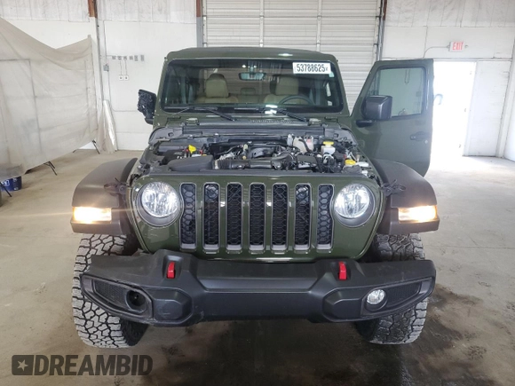 2023 Jeep Gladiator Rubicon with VIN 1C6JJTBGXPL537729, listed as a Copart auction lot 53788625 with 17,568 mi miles and Salvage title. Bid and sale history available at DreamBid. Image 5.