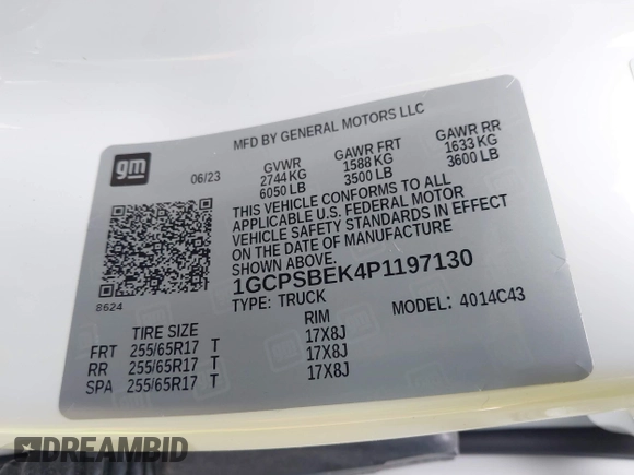 2023 Chevrolet Colorado 2WD Work Truck с VIN 1GCPSBEK4P1197130, выставлен на аукционе IAAI как лот 42474302 с пробегом Не указан миль и . История ставок и продаж доступна на DreamBid. Изображение 9.