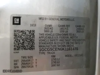2019 Chevrolet Colorado 2WD LT with VIN 1GCGSCEN6K1161478, listed as a Copart auction lot 48339355 with 101,273 mi miles and Salvage Title. Bid and sale history available at carsss.com. Image 12.