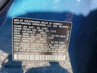2020 Volkswagen Atlas S with VIN 1V2AC2CA8LC225330, listed as a Copart auction lot 42373235 with 100,470 mi miles and Clean title. Bid and sale history available at DreamBid. Image 13.